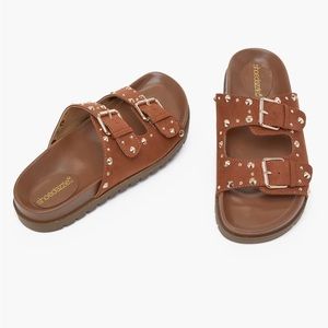 8.5 brown and gold studded sandals